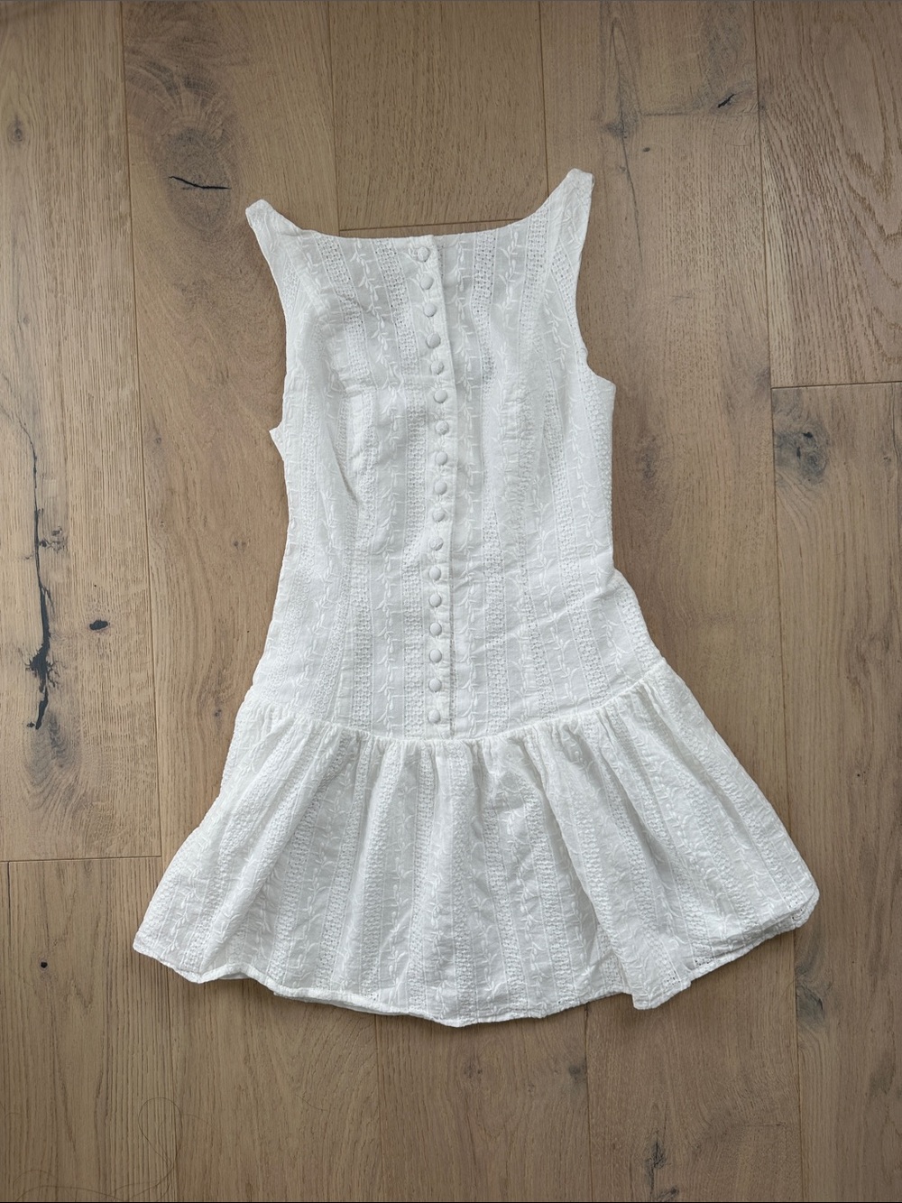 RIHOAS White Textured Button-Front Mini Dress